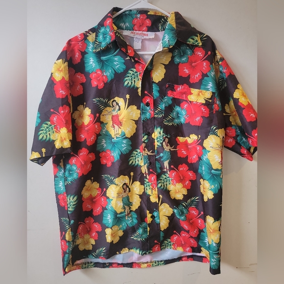 Other - ACE VENTURA sz L Licensed Movie Hula Girl Floral Hawaiian Shirt
